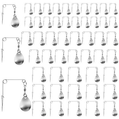 Fishing Spinnerbait Smooth Spoons Kit Fishing Spinner Blades Smooth Spoons Rigs with Willow and Teardrop Making Fishing Lures Replacement Accessories - color: D: 50Pcs Silver Teardrop Spinnerbaits Smooth Spoons Kit