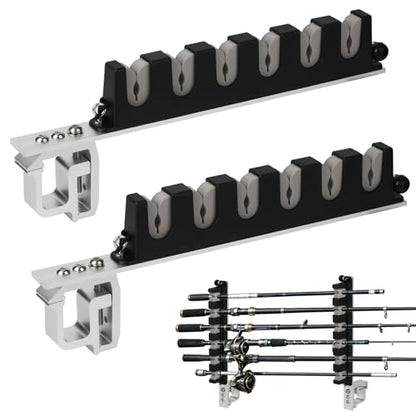 Truck Bed Fishing Rod Holder - 6 Rod Capacity with EVA Foam, Aluminum C-Clamp Mount, No Drill Installation, Fits Truck Bed & Boats