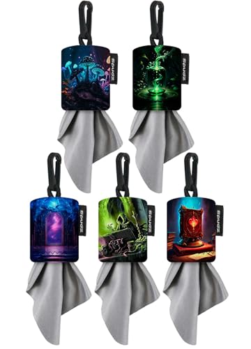 SPUDZ Classic Variety Pack | Five 6" x 6" Microfiber Towels w/Neoprene Pouches | Premium Microfiber Cleaning Cloth for Laptops, Lenses, Cameras, Screens, and More | Fantasy 5 Pack - color: Classic 6 X 6 - Fantasy (5 Pack)