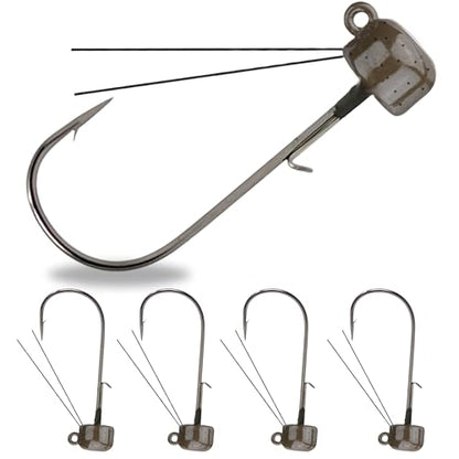 Reaction Tackle Tungsten Mushroom Head Jig Heads, Ned Rig Shroom Jigs for Finesse Bass Fishing, Stand Up Bait with Weedless and EWG Hook Options (5-Pack) - color: Green Pumpkin, size: 1/6 Oz Weedless