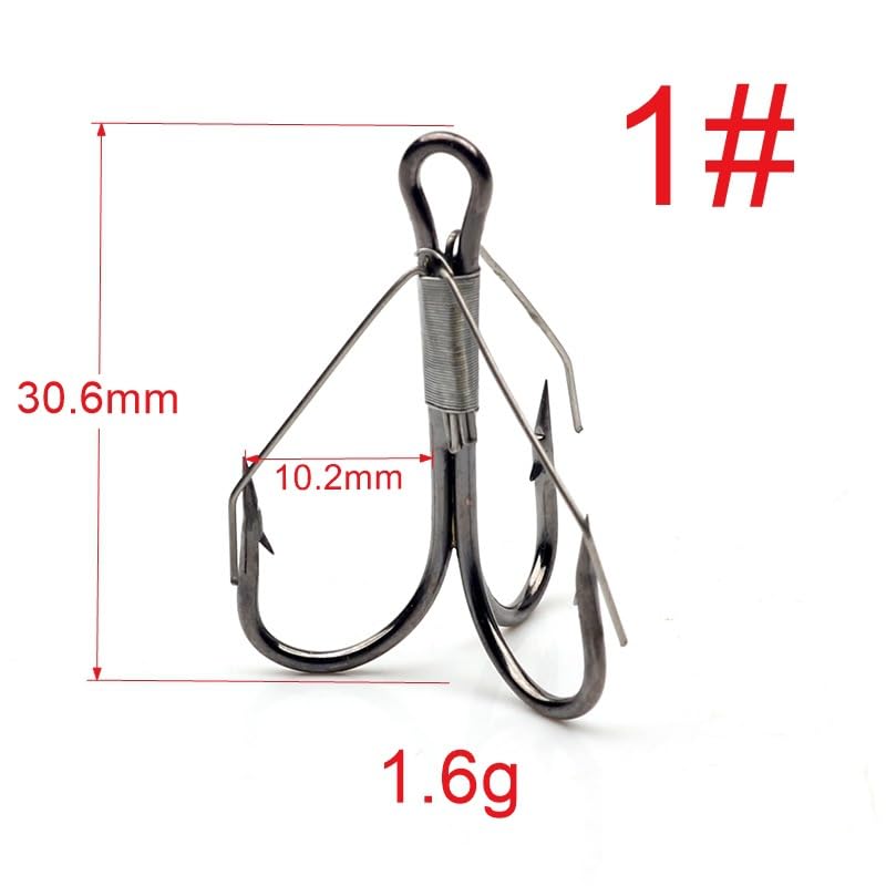 18pcs Weedless Treble Hook with Wire Weed Guard Replacement Fishing Hook High Carbon Steel Bass Hook Saltwater Hook - size: 1#