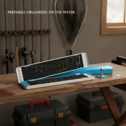 Durable PP Plastic Fishing Tackle Box with Copper Wire Spools for Hook and Leader Line Storage - size: 17.72 x 3.54 x 1.57 in
