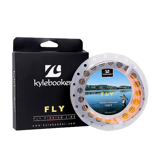 Trout Fly Fishing Line, Weight Forward Floating with 2 Welded Loops - color: Grey+Orange, size: WF8F-100FT
