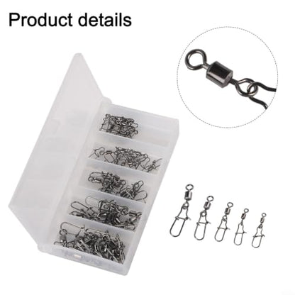 Fishing Swivels and Snaps Connector Assortment Kit 4# 6# 8# 10# 12# Copper Iron Wear-Resistant Tackle for Freshwater Saltwater Fishing Black 50 Pieces