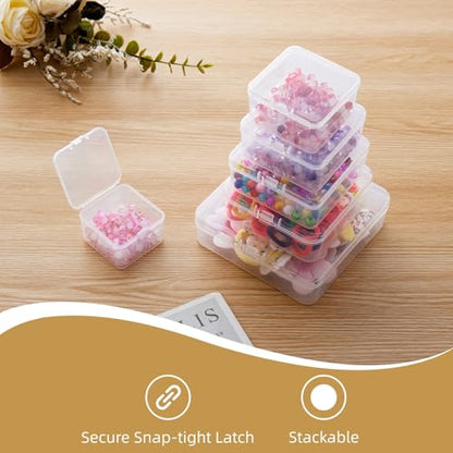 Goodma 4 Pieces Square Empty Mini Clear Plastic Organizer Storage Box | 4.92 x 4.92 x 1.38 inch, Hinged Lids, For Small Items, For Craft Projects - size: 4.92 x 4.92 x 1.38 inch