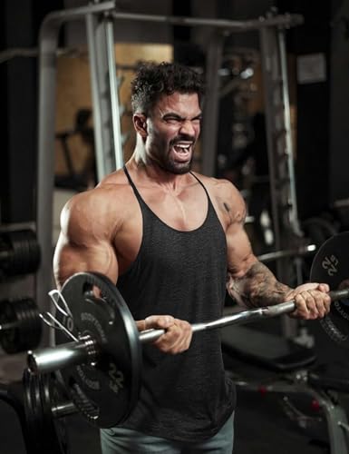 Muscle Cmdr Men's Bodybuilding Stringer Tank Tops Y-Back Gym Fitness Workout Training Running T-Shirts Athletic Quick Dry Top - color: 0black*3ps, size: Small