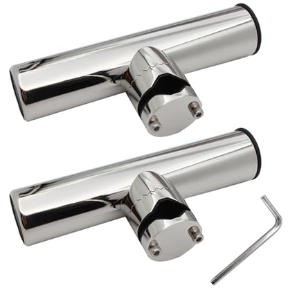 Tripquips 2Pcs Fishing Rod Holder, Rail Mount Fishing Pole Holder, Stainless Tournament Style Clamp on Rod Holder for Rails 3/4" to 1", 7/8" to 1"