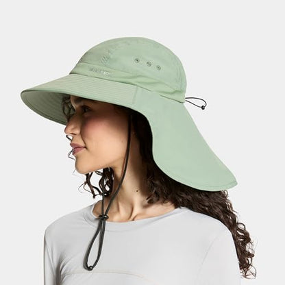 Cooling Sun Defender Sun Hat, UPF 50 UV Protection for Men Women, Wide Brim Outdoor Hat for Hiking, Fishing, Beach, Gardening - color: Hedge Green