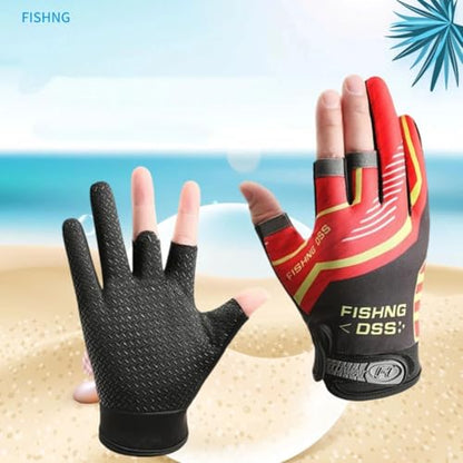 Fingerless Fishing Gloves, Sun Protection Breathable Gloves for Men and Women, Lightweight Quick-Dry Gloves for Fishing, Kayaking, Hiking and Outdoor Activities - color: red