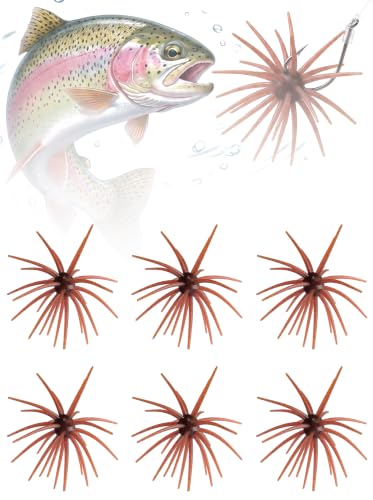 Sea Urchin Bait, Tentacle Coike Creature Bait, Dice Fishing Soft Lures, Durable Floating Finesse Baits for Bass Pike Trout, Drop Shot Wacky Rig Neko Rig, Size 2.56" & 4.13" - color: 6-Dark Brown, size: 4.13-INCH