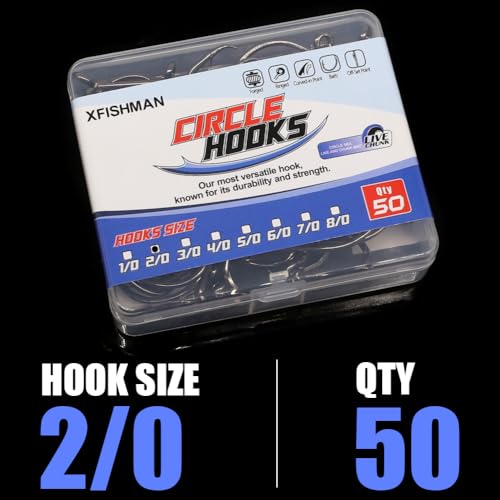 XFISHMAN Circle-Hooks-Fishing-Equipment-Octopus-Hooks-Saltwater-50 Pack #1 –12/0 - color: Black, size: 2/0 50-Pack