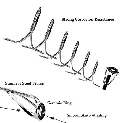 QualyQualy Fishing Rod Repair Kit - Tip Guide Replacement - Stainless Steel Ceramic Ring - 6pcs/7pcs/30pcs - color: C - Rod Guides 7pcs