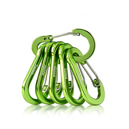 Booms Fishing CC1 Multi-Use Carabiner Clip, 6 Pack Small Caribeener Clips, Mini Keychain Caribeaner Clip 2 inch, Aluminum D Ring Carabiners, Multi-Colored - color: Green, 6pcs