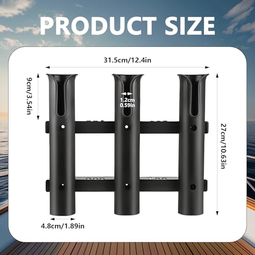 2Pcs Fishing Rod Holder Bracket Tube 3 Rod Rack Wall Mounted 10.63 Inch Fishing Pole Holders for Boats with Screws Nuts Side Mount for Boat Truck Kayak Garag
