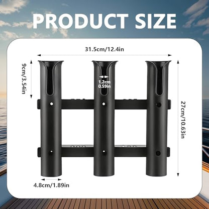 2Pcs Fishing Rod Holder Bracket Tube 3 Rod Rack Wall Mounted 10.63 Inch Fishing Pole Holders for Boats with Screws Nuts Side Mount for Boat Truck Kayak Garag