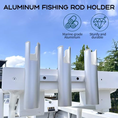 Aluminum Fishing Boat Rod Holder, 3/4 Link Tube Rod Rack, Marine Grade Aluminum Rod Mount for Boats & Yachts, Silver - color: Silver 3 Tube white inner