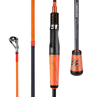One Bass Fishing Pole 24 Ton Carbon Fiber Casting and Spinning Rods - Two Pieces, SuperPolymer Handle Fishing Rod for Bass Fishing -Orange-Spin-7'0"