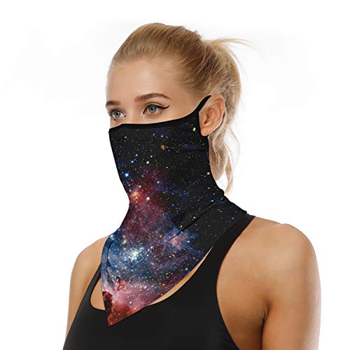 YAYOUREL Neck Gaiter Face Mask Bandanas for Men Women UV Face Scarf Cover Ear Loop Hole Facemask for Fishing Running Cycling - color: Black Pink White