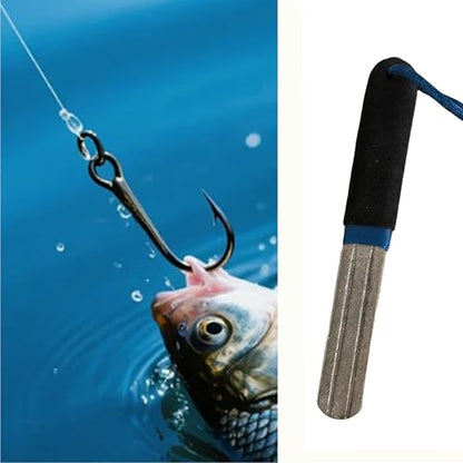 2 Pcs Fish Hook Sharpener, Double Sided Diamond File with Handle, Portable Fishing Sharpener with Fine & Medium Grit for Hook Maintenance