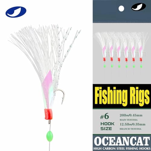 5/10/25/50/100 Packs Fishing Rigs 6 Hook/Set Rainbow Skin Silk String Hook Fishing Lure Saltwater Freshwater Bait Rig Tackle 5#6#7#8#9#10# - size: 10#-50 Packs