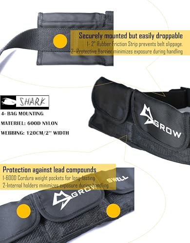 Scuba weight belt with 4 pockets, quick release buckle & comfortable fit diving pocket weight belt with Protection from toxic lead weight exposure,weight pouch belt fit for waist 32" to 52"