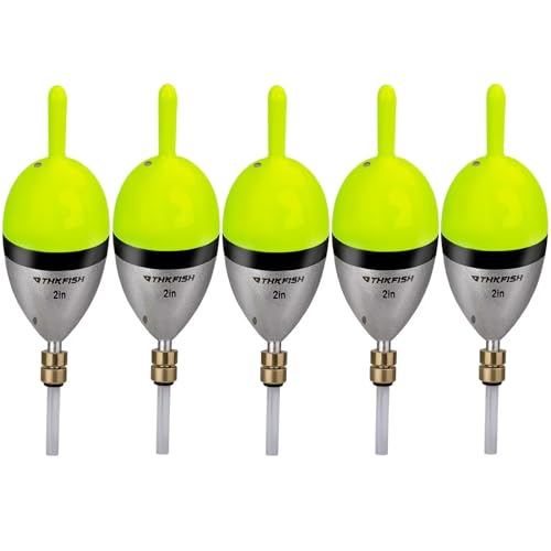 THKFISH Wood Slip Bobber for Fishing with Brass Weighted Crappie Floats - color: A Style-Green, size: 2.5in * 5pcs
