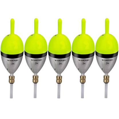 THKFISH Wood Slip Bobber for Fishing with Brass Weighted Crappie Floats - color: A Style-Green, size: 2.5in * 5pcs