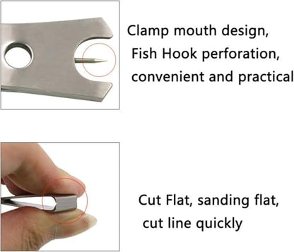 2 Pcs Fishing Line Cutter Nipper with Hook Eye Cleaner Pin Stainless Steel Line Scissors Cutting Tool Fishing Line Cutter Nipper with Hook Eye Cleaner Pin Multi Functional Accessories（Silver+Black）