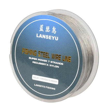 Fishing 100 Metres 0.45mm 20LB Fishing Steel Wire Lines Fishing Wire Nylon Coated 7 Strands Stainless Steel Leader Wire