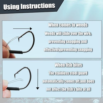 9KM DWLIFE Weedless Wacky Rig Hooks 25Pcs Weedless Hooks Sharp Corrosion-Resistant Wacky Worm for Bass Fishing Neko Rig - size: 3/0#