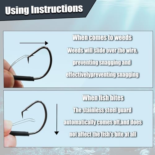 9KM DWLIFE Weedless Wacky Rig Hooks 25Pcs Weedless Hooks Sharp Corrosion-Resistant Wacky Worm for Bass Fishing Neko Rig - size: 2/0#