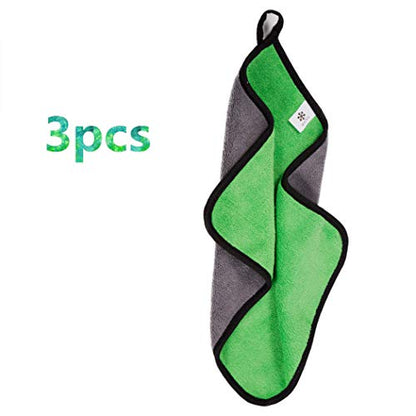 Toasis Soft Microfiber Towels with Carabiner Clip for Fishing Hiking Camping Pack of 3 (Green) - color: Green