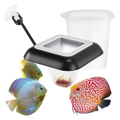 Fish Food Cup | Floating Container with Suction Cup | Fish Food Holder,for Live Bait Freshwater Tank Feeding Care Portion Control