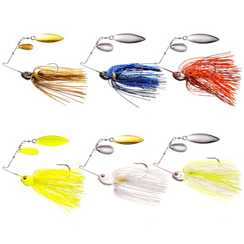FONMANG Fishing Lure Spinner baits for Freshwater and Saltwater,2026 New Bass Trout Fishing Lures Also for Crappie Salmon Walleye Pike - color: B-6Pcs Spinnerbaits