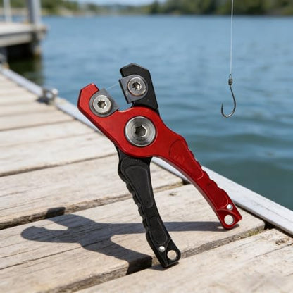 Compact Mini Fishing Line Cutter, Aluminum Alloy Scissors for Braided Lures, Easy-Carry Outdoor Fishing Tool RED