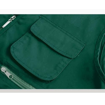 Cambkatl Men's Lightweight Fishing Vest Casual Outdoor Safari Travel Cargo Jacket Waistcoat with Multi Pockets - color: 01 Green, size: 3X-Large