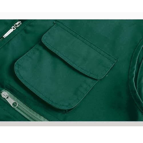 Cambkatl Men's Lightweight Fishing Vest Casual Outdoor Safari Travel Cargo Jacket Waistcoat with Multi Pockets - color: 01 Green, size: XX-Large