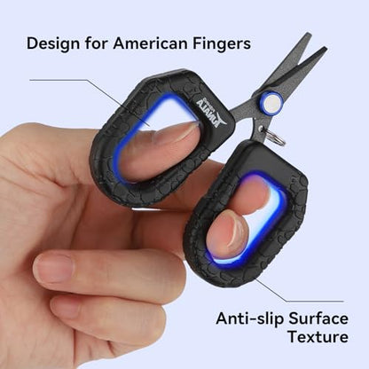 Fishing Scissors for Braided Line Fishing Line Cutter with Serrated Blades,Braid Mono & Fluorocarbon Scissors for Saltwater Fishing Gear with Coiled Lanyard
