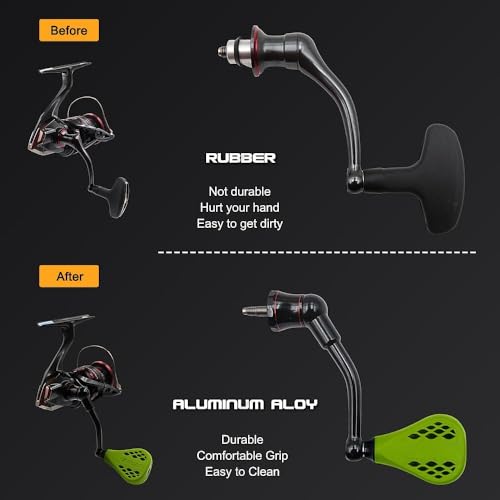 63mm Replacement Fishing Reel Handle with TPE Knob 35mm Compatible for Shimano Stradic FL/FM Stella Vanford Vanquish Nasci - color: Green