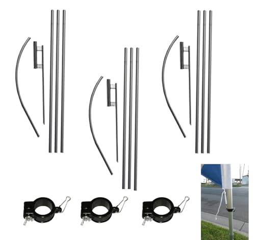 FFN Swooper Flutter Flag Hardware-Three 4 Piece Pole Kits with Ground Spikes
