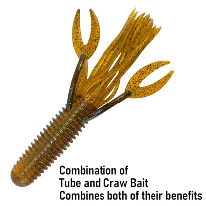 Dr.Fish 10 Pack Crawfish Lures Plastic Fishing Lures Craw Tube Bait Soft Lure Bass Fishing Freshwater Texas Rig Bait Artificial Swimbait for Crappie Trout Bluegill Perch Walleye Panfish