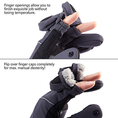 Bassdash WintePro Insulated Fishing Gloves Water Repellent with Fleece Lining Cold Weather Winter Gloves for Men Women Ice Fishing Hunting Photography Hiking - color: Grey, size: Small