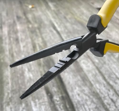 Hanpex-9 inch Fishing Pliers with Anti-rust Teflon coated, Freshwater/Saltwater Fishing Tools, Comfort Grip Handles Fishing Gear Idea for Fishing Trip - style: 9" Straight Nose