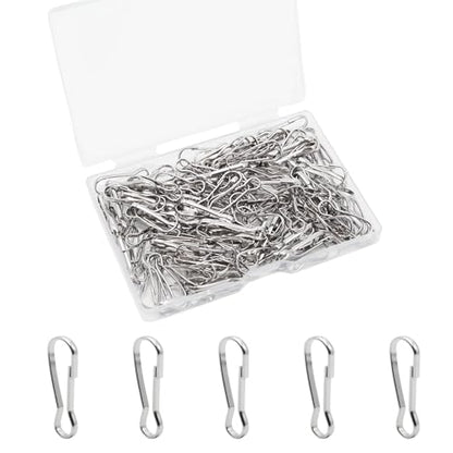 Pine & Linen 150 Pcs 25mm/1inch 304 Stainless Steel Spring Snap Hook, Rust-Proof Lanyard Snap Clip Hooks Metal Spring Hooks, Small Clips for Key Chain ID Name Card - size: 25mm