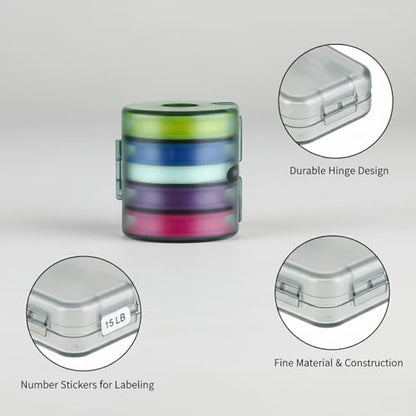 Silicone Fishing Line Spool Organizer Box with Number Stickers for Tackle Storage and Gear Organization - size: 3.54 x 2.44 x 0.47 in