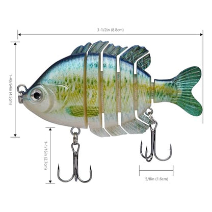 BASSDASH SwimPanfish Multi Jointed Panfish Bluegill Swimbaits Hard Topwater Bass Lures Fishing Lure Crank Saltwater 3.5in/0.85oz - color: Blue Fish