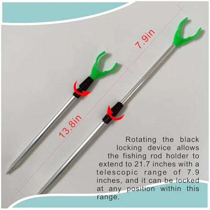 5 Pcs Aluminum Alloy Fishing Rod Holder for Ground,Rod Holders for Bank Fishing,14-22 inchs Telescopic Rod Holder ,10 pcs Fishing Bells