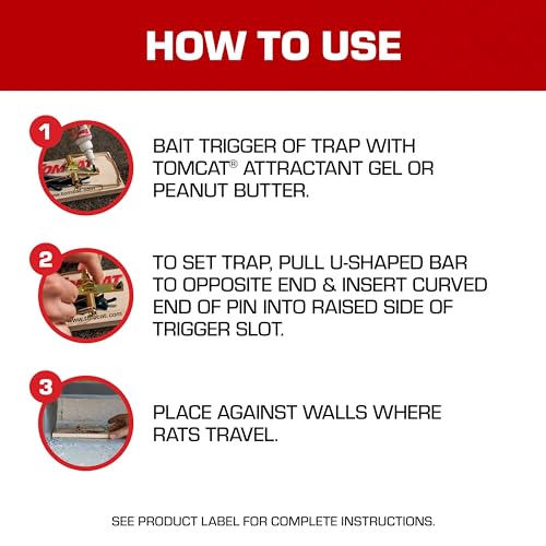Tomcat Wooden Rat Traps - Disposable Non-Chemical Rat Trap for Homes, Garages and Basements, Single Pack - size: 1-Pack, style: Rat Trap