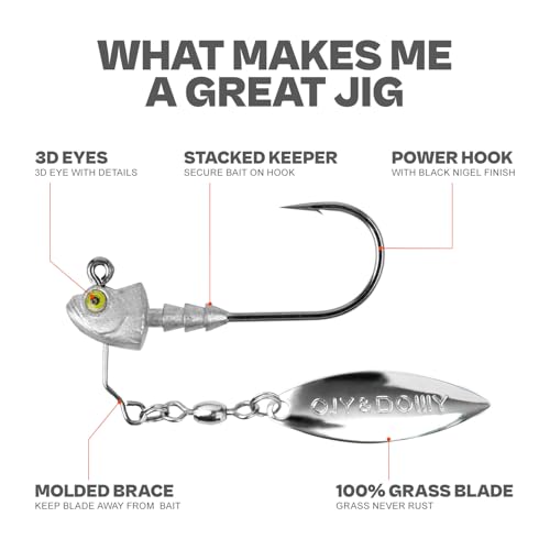 6-Pack Underspin Jig Heads with 100% Brass Blade (Never Rust) - 3/16oz, 1/4oz, 3/8oz, 1/2oz - Bass & Saltwater Fishing - color: Raw, size: 3/16oz