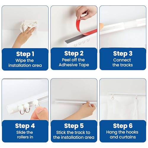 UrbanRed Self Adhesive Curtain Track (1 Meter, 3.2 ft) for Smooth Ceiling or Wall - No Drill, Screws, Ceiling Curtain Track, Curtains Rod, Ceiling Mount, Adhesive Curtains Rod (Non-Flexible) - size: 1 meter (3.2 ft) (Adhesive, Non-Flexible)